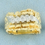 Unique Custom Designed Diamond 5-stone Ring In 14k Yellow And White Gold