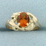 Vintage 1.5ct Citrine Solitaire Ring In 14k Yellow Gold