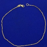 Italian Made Box Link Chain Anklet In 14k Yellow Gold