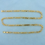25 Inch Italian Made Figaro Link Chain Necklace In 14k Yellow Gold