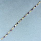 Amethyst And Diamond Bracelet In 10k Yellow Gold