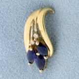 Sapphire And Diamond Pendant In 14k Yellow Gold