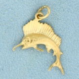 Sailfish Pendant Or Charm In 14k Yellow Gold
