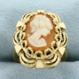 Vintage Cameo Ring In 14k Yellow Gold