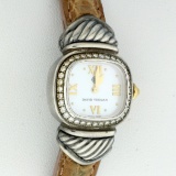 David Yurman Womens Thoroughbred Watch With Diamond Bezel