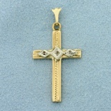 Diamond Cross Pendant In 10k Yellow Gold