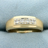 Mens Four Stone Diamond Wedding Or Anniversary Band Ring In 14k Yellow Gold