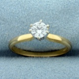 Diamond Solitaire Engagement Ring In 14k Yellow Gold