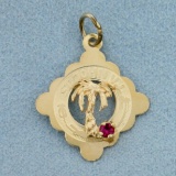 Pink Sapphire St. John Virgin Islands Charm In 14k Yellow Gold