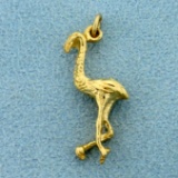 Flamingo Pendant Or Charm In 14k Yellow Gold