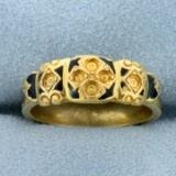 Antique Enamel Hand Crafted Ring In 18k Yellow Gold
