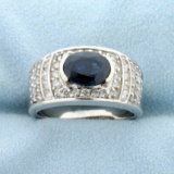2ct Tw Sapphire And Diamond Ring In 14k White Gold