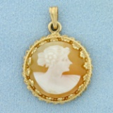 Vintage Cameo Pendant In 14k Yellow Gold