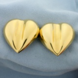 Italian Made Heart Statement Earrings In 14k Yellow Gold