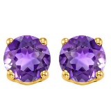 6mm Amethyst Stud Earrings In 10k Yellow Gold