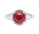 1.8ct Ruby & Diamond Ring In Sterling Silver