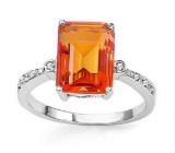 Checkerboard Cut 2.5ct Azotic Topaz & Diamond Ring In Sterling Silver