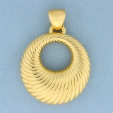 Large Italian Made Designer Door Knocker Style Pendant In 14k Yellow Gold