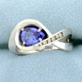 Diamond And Tanzanite Infinity Ring In 14k White Gold