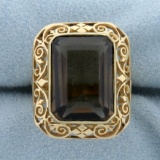 10ct Smoky Topaz Statement Filigree Ring In 18k Yellow Gold