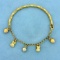Teddy Bear Heart Bangle Charm Bracelet In 14k Yellow Gold