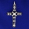 Antique Old European And Rose Cut Diamond Cross Pendant In 14k White Gold