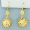 Italian-made Leaf And Flower Design Drop Earrings In 14k Yellow Gold