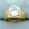 Men's 4ct Cz And Diamond Ring In 10k Yellow Gold