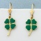 Enamel Four-leaf Clover Earrings In 14k Yellow Gold