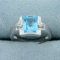 2ct Swiss Blue Topaz And Diamond Ring In 14k White Gold