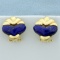 Heart Shaped Lapis Lazuli Earrings In 14k Yellow Gold