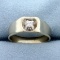 Men's Diamond Solitaire Ring In 14k White Gold