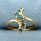 1/3ct Tw Blue Diamond Wave Design Ring In 14k Yellow Gold