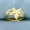 Diamond Cut Starfish Ring In 14k Yellow Gold