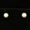 Vintage Pearl Stud Earrings In 14k Yellow Gold