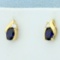 1ct Tw Sapphire Earrings In 10k Yellow Gold