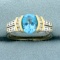 2.5ct Swiss Blue Topaz And Diamond Ring In 14k Yellow And White Gold