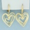 3d Heart Dangle Earrings In 14k Yellow Gold