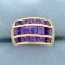 Amethyst And Diamond Statement Ring In 14k Yellow Gold