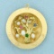 3d Tree Of Life Gemstone And Pearl Pendant In 14k Yellow Gold