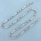 25 Inch Heavy Designer Link Necklace In 14k White Gold