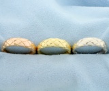 Set Of 3 Quilted Design Band Rings In 18k Yellow, Rose, And White Gold