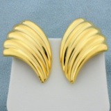 Wave Design Earrings In 14k Yellow Gold