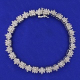 2ct Tw Flower Design Diamond Bracelet In 10k White Gold