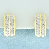 1/2ct Tw Diamond Half Hoop Earrings In 14k Yellow And White Gold