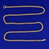 20 Inch Rope Link Chain Necklace In 14k Yellow Gold