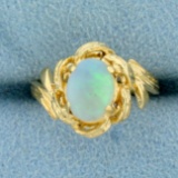 Opal Solitaire Ring In 14k Yellow Gold