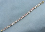 20ct Tw Variegated Pink Topaz Line Bracelet In 14k Yellow Gold