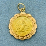 Virgin Mary And Jesus Christ Reversable Religious Pendant Or Charm In 18k Yellow Gold