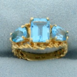 Swiss Blue Topaz Three-stone Ring In 14k Yellow Gold